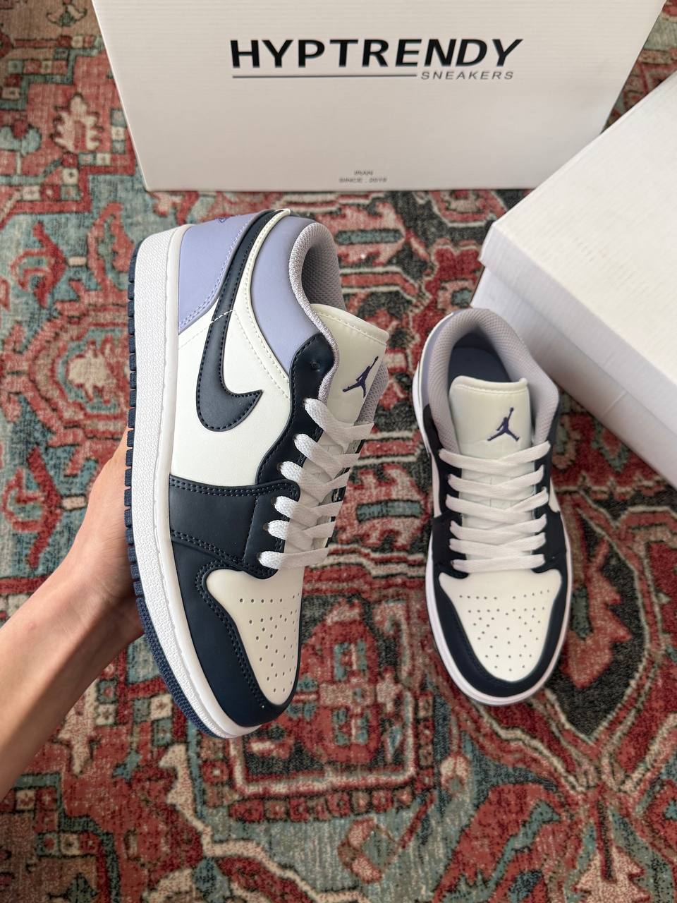 جردن وان بدون ساق سفید یاسی/Jordan 1 low indigo haze