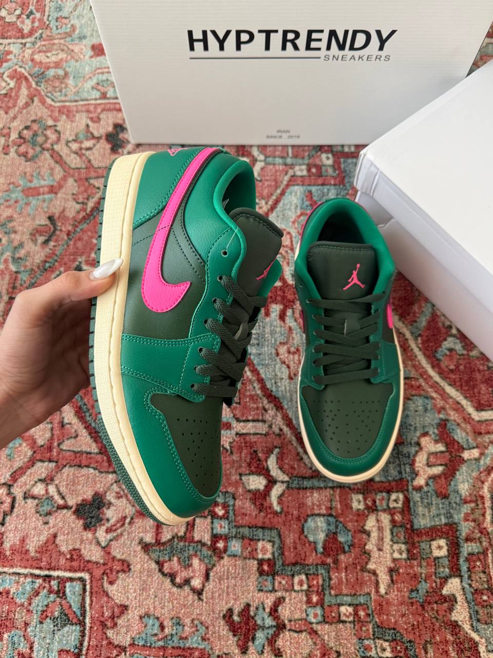 جردن وان بدون ساق واترملون سبز سرخابی /Jordan 1 Low Watermelon