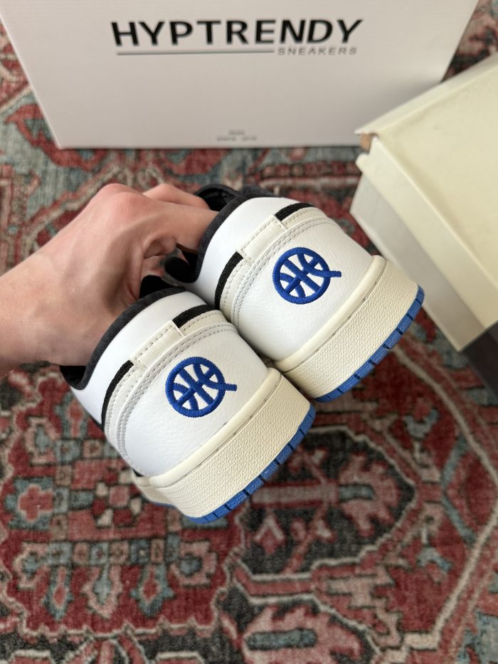 Jordan 1 low quai 54 / جردن وان بدون ساق سفید مشکی آبی - تصویر 7